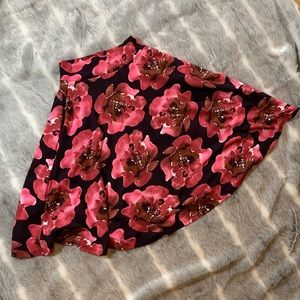 Black and Pink Floral Agnes & Dora MIDI Skirt